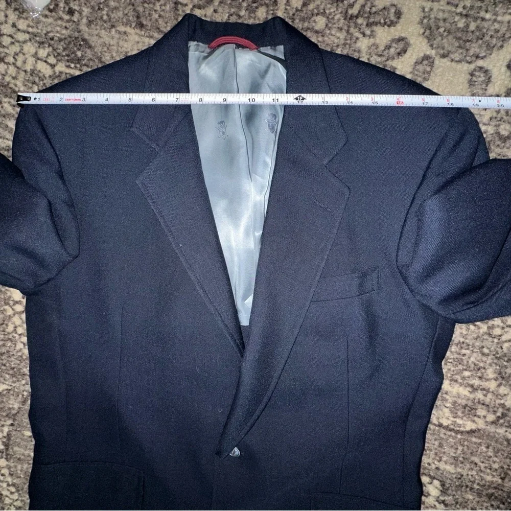 Wallach’s Hart Schaffner Marx Vintage 42L Navy Blue Textured Sports Coat Blazer